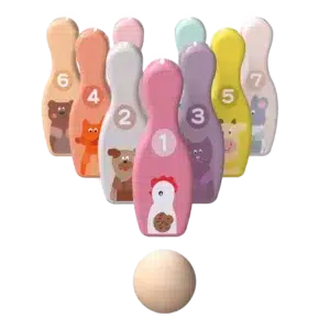 Bowling-Set mit Tiermotiven - transparenter Hintergrund
