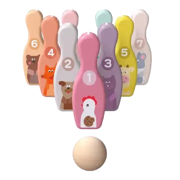 Bowling-Set mit Tiermotiven - transparenter Hintergrund